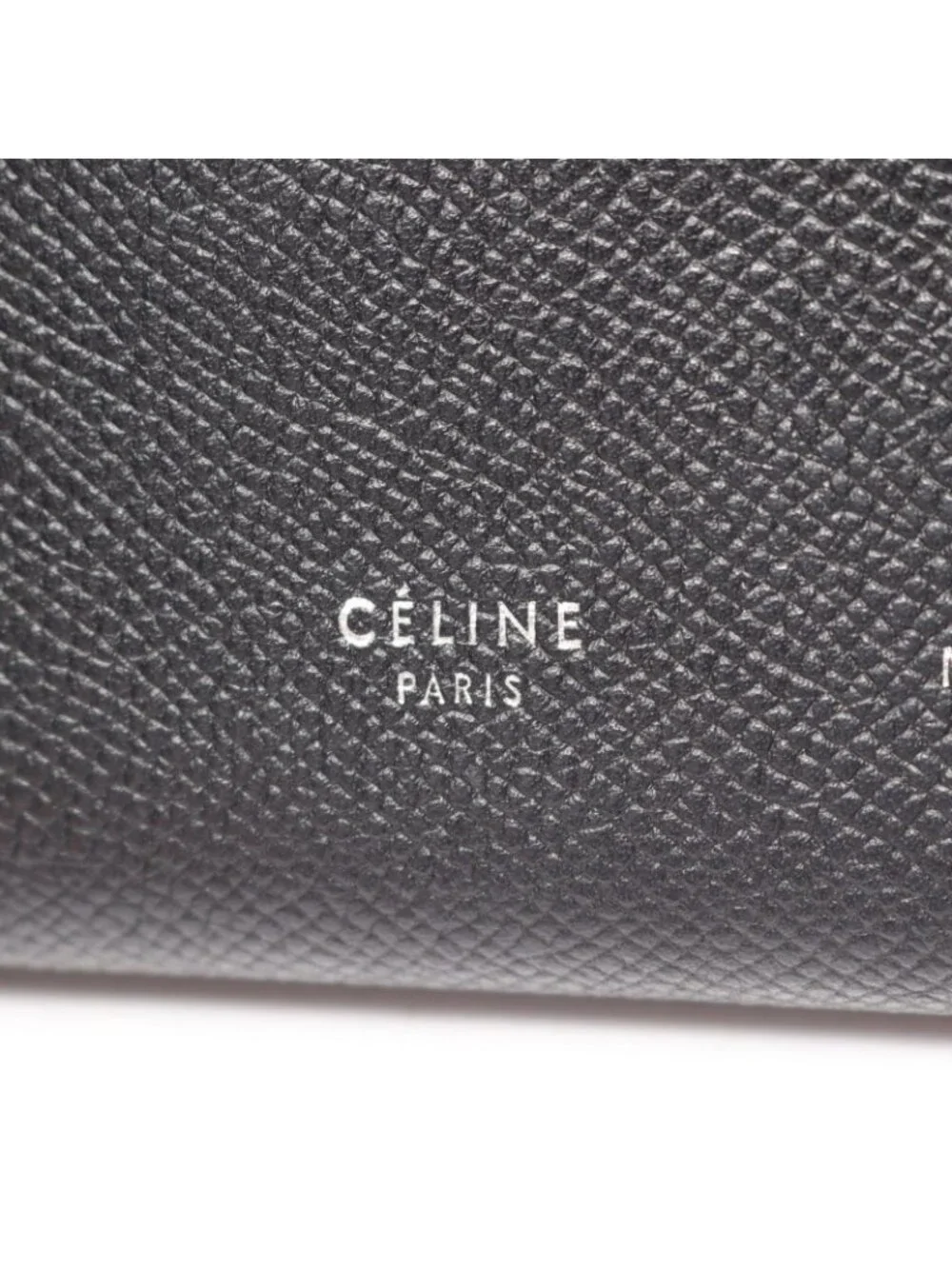 Celine Bifold Wallet Strap Multi Function Black Ivory Leather